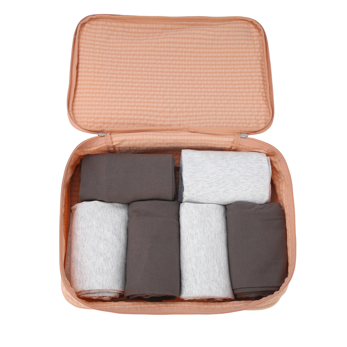 Crossing Waterproof Rayon Checked Packing Cube Set (2-Piece Set) - Coral
