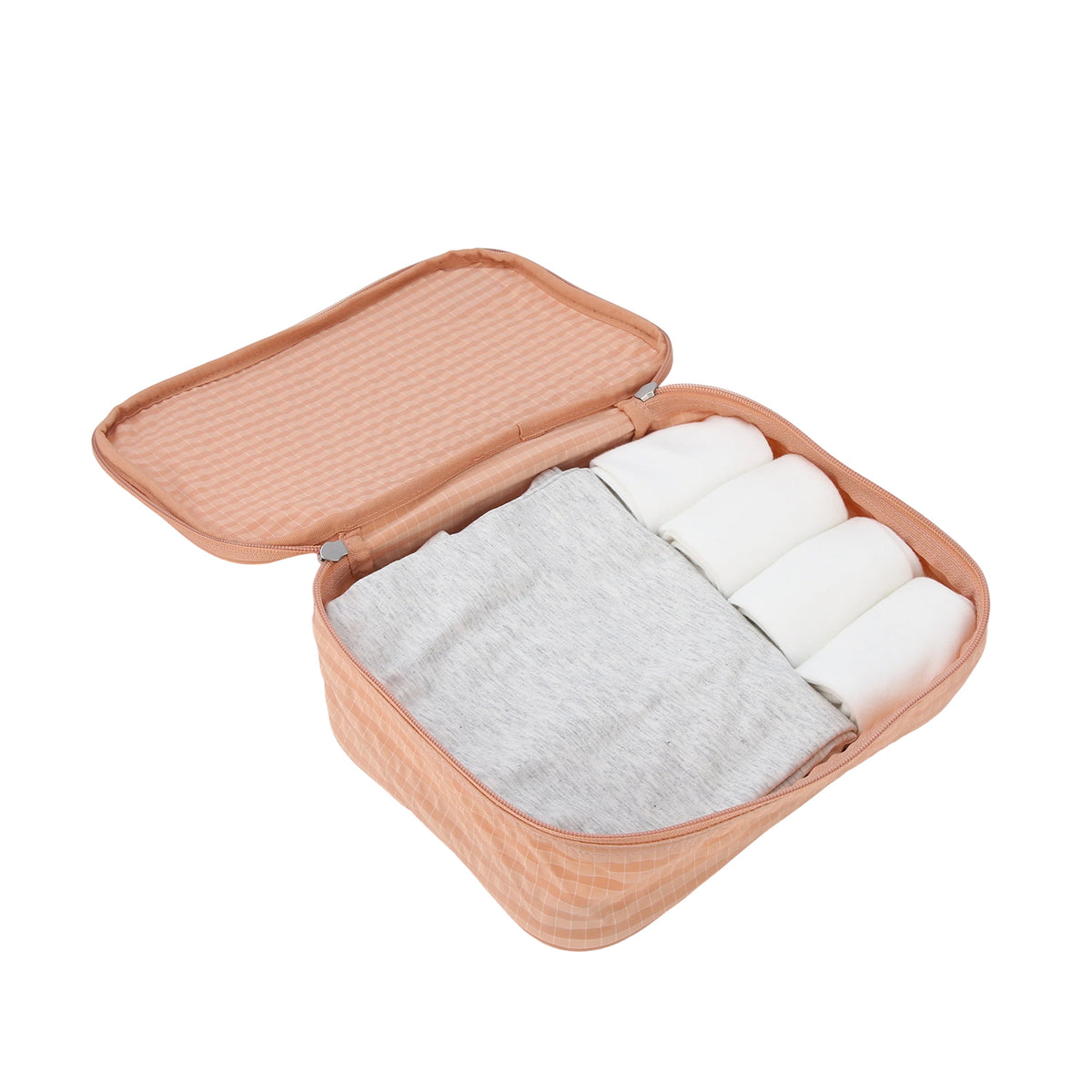 Crossing Waterproof Rayon Checked Packing Cube Set (2-Piece Set) - Coral