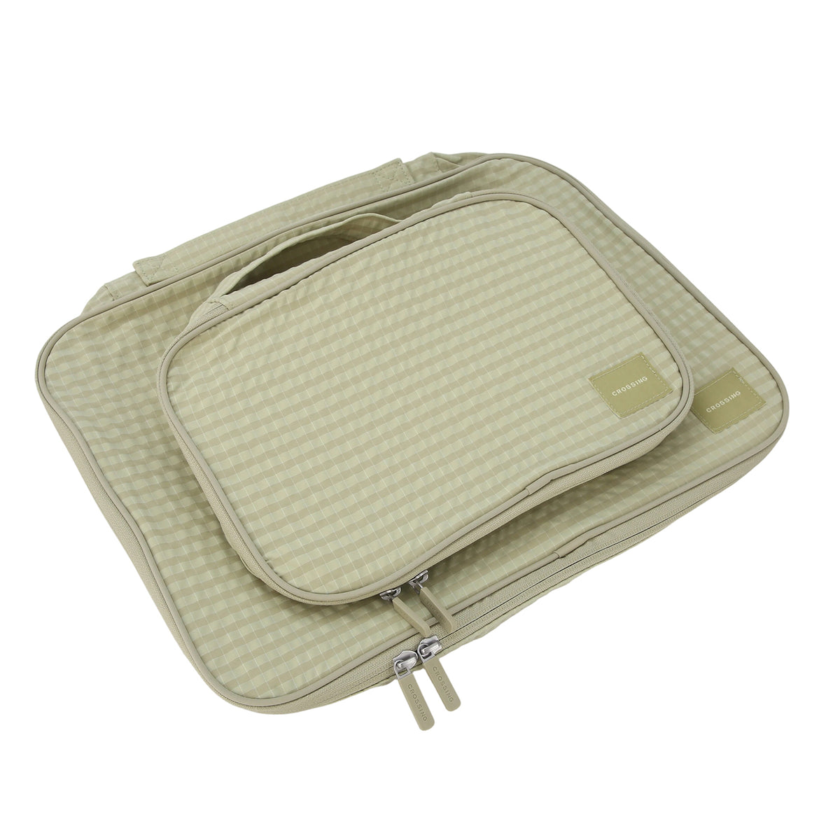 Crossing Waterproof Rayon Checked Packing Cube Set (2-Piece Set) - Green