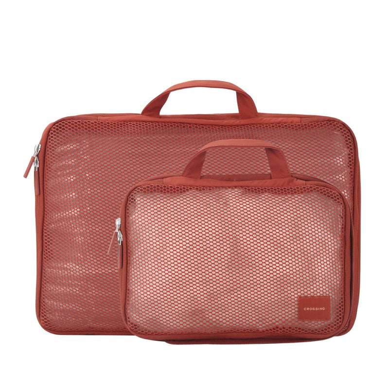 Crossing Waterproof Ripstop Nylon Compression Packing Cube Set (2-Piece Set) - Rust Orange