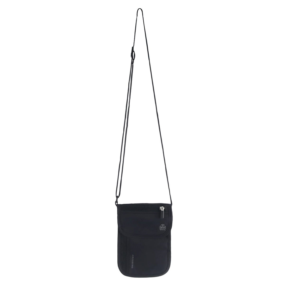 Crossing Waterproof Ripstop Nylon RFID Blocking Travel Neck Pouch - Black