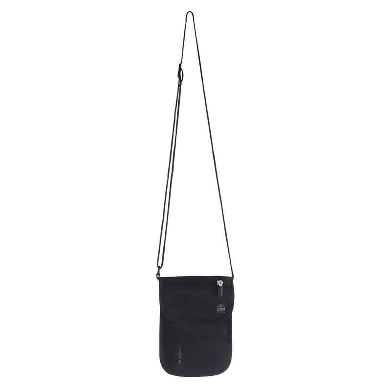 Crossing Waterproof Ripstop Nylon RFID Blocking Travel Neck Pouch - Black