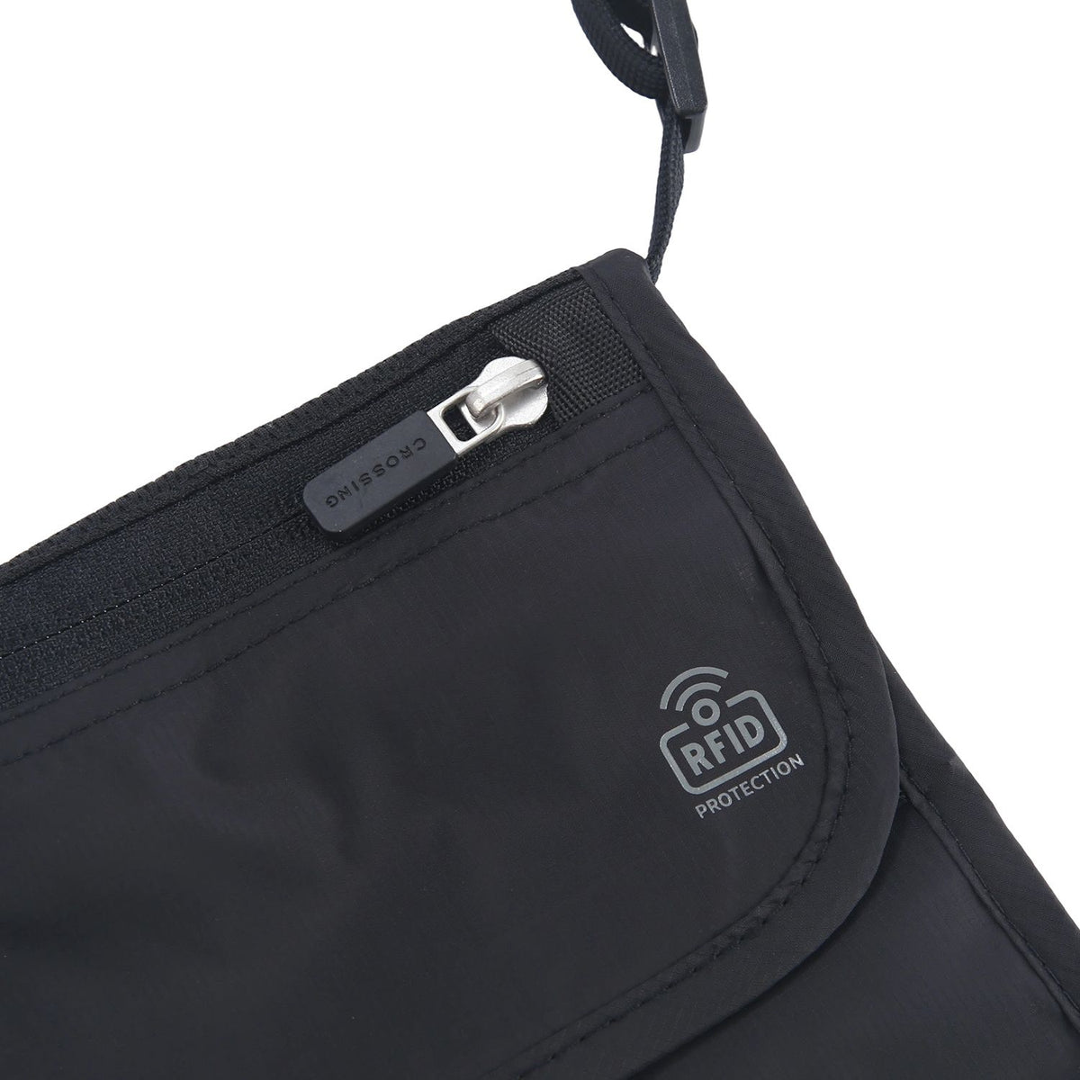Crossing Waterproof Ripstop Nylon RFID Blocking Travel Neck Pouch - Black