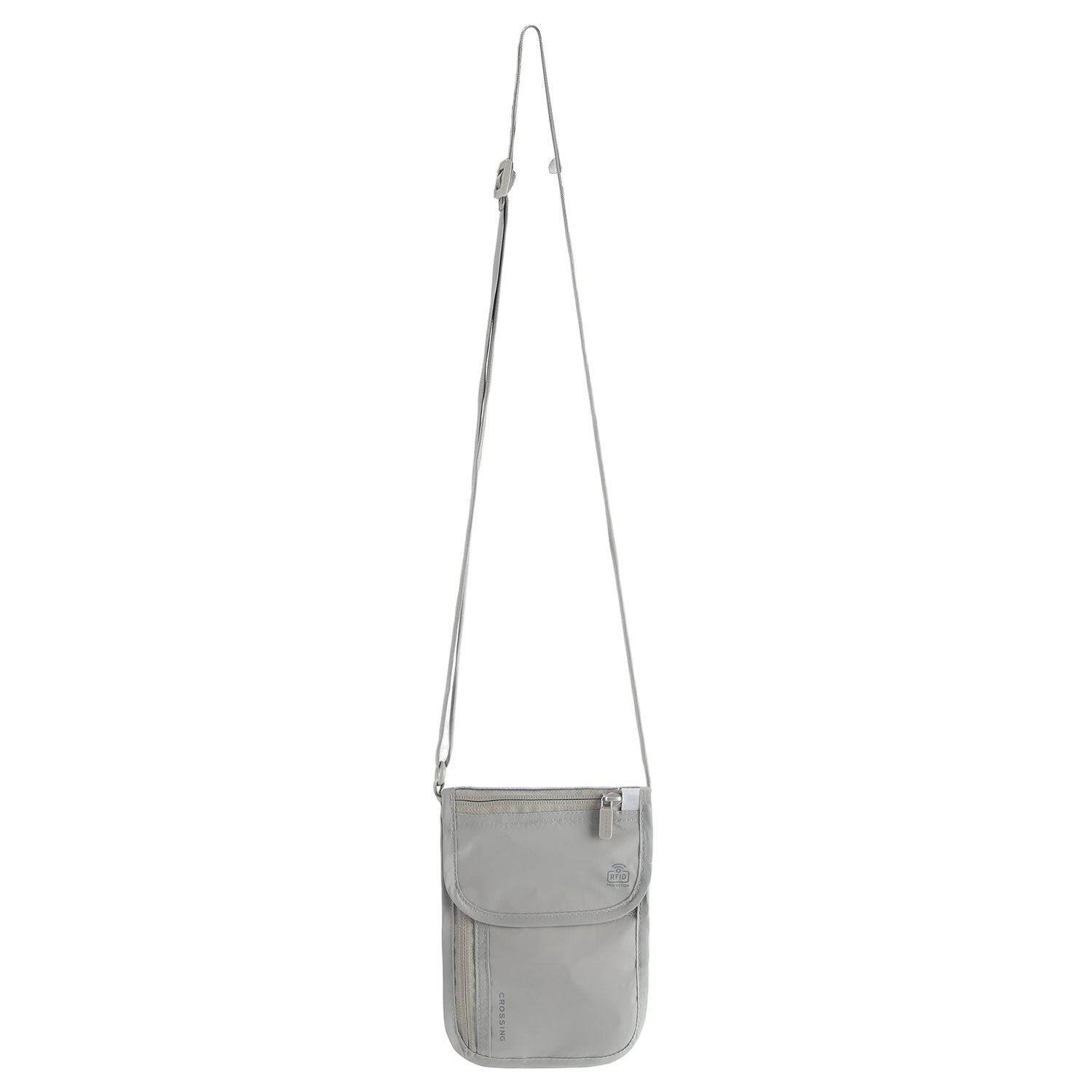 Crossing Waterproof Ripstop Nylon RFID Blocking Travel Neck Pouch - Light Grey