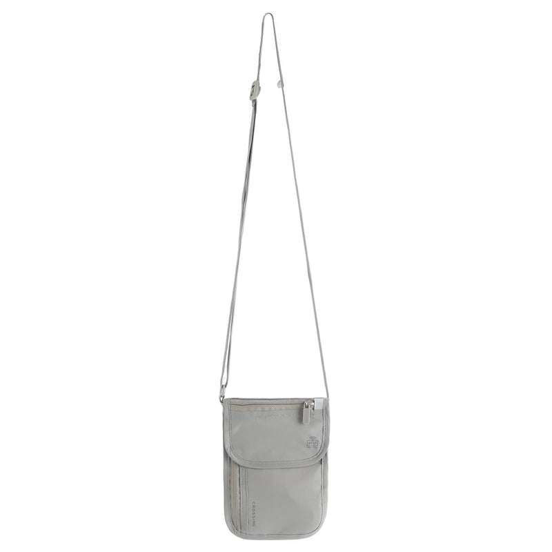 Crossing Waterproof Ripstop Nylon RFID Blocking Travel Neck Pouch - Light Grey