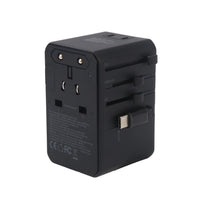 Crossing World Travel Adaptor 70W Pro With 2 X USB-A + 2 X USB-C With Built-In Type C Cable - Black