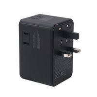 Crossing World Travel Adaptor 70W Pro With 2 X USB-A + 2 X USB-C With Built-In Type C Cable - Black