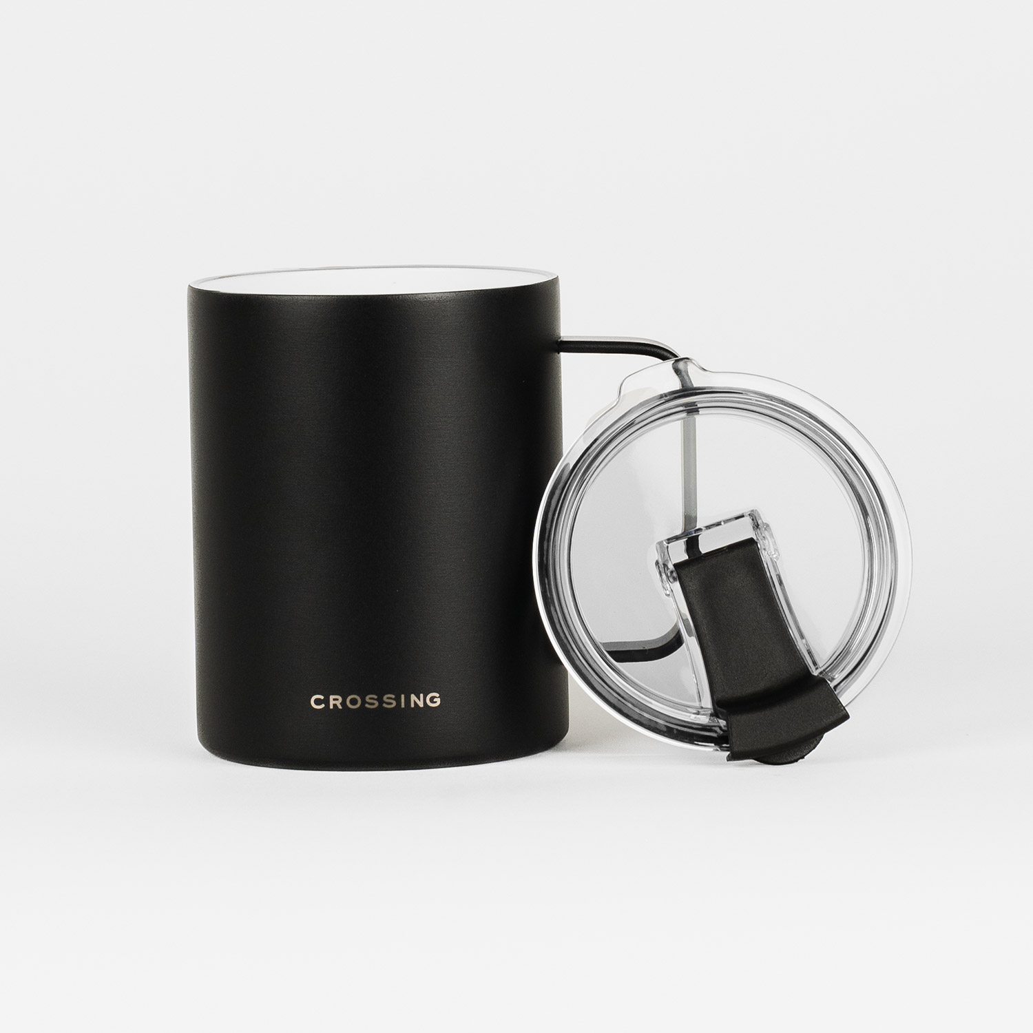 Crossing Neo Insulated SS Ceramic Mug W Handle And Lid 420ml - Ebony (2)